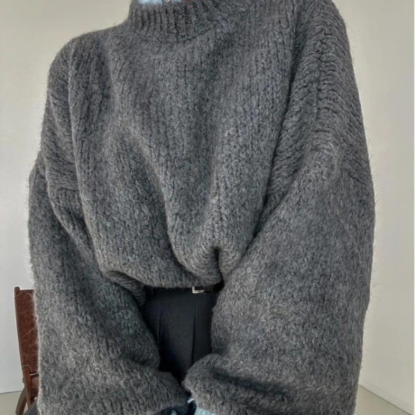 Birnaz Clothing : Abigail soft Sweater - Gray