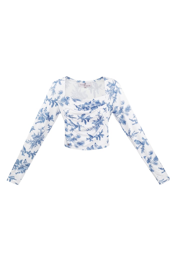 Long sleeve flower top - blue STRETCH