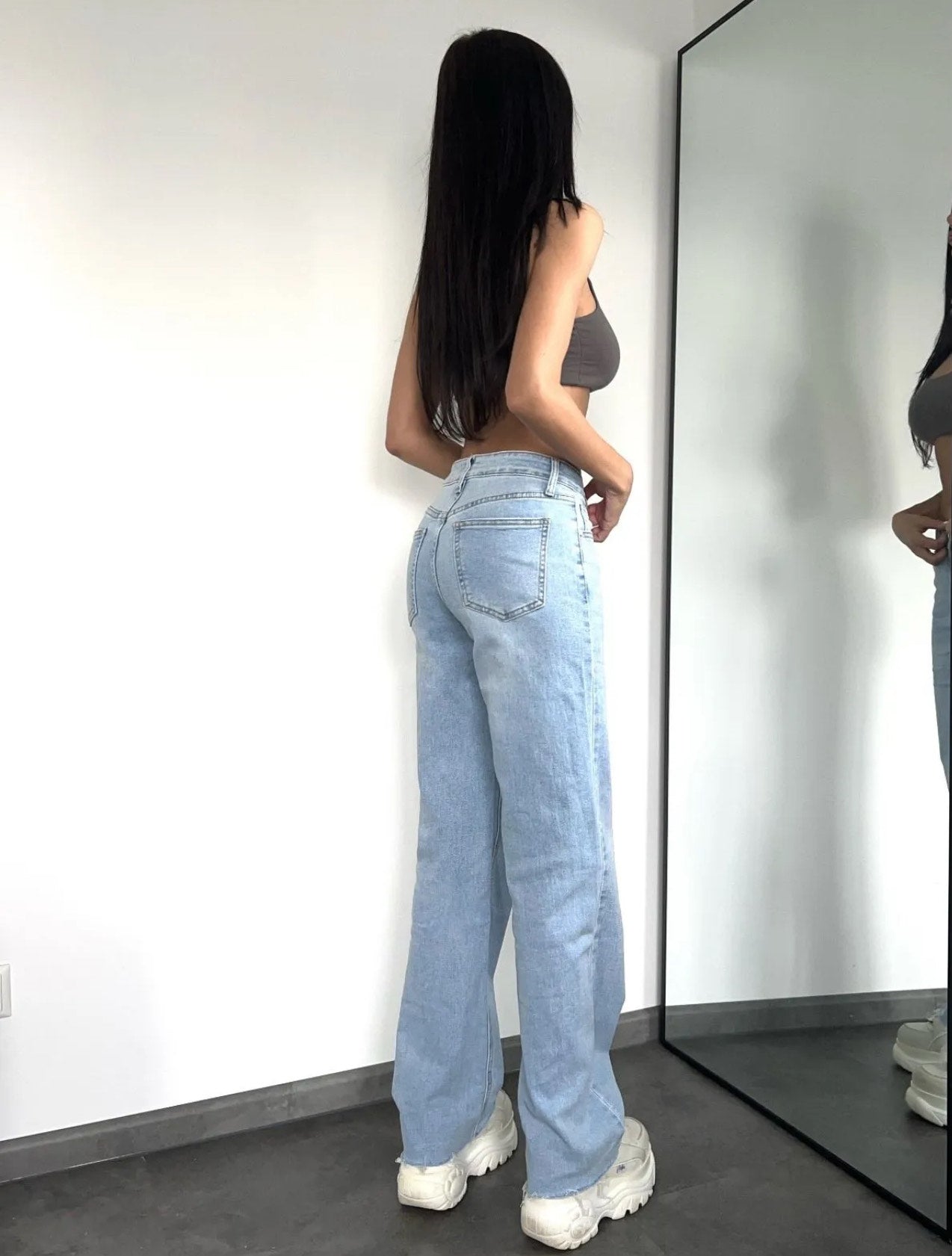 Paisley mid waist wide leg jeans - STRETCH
