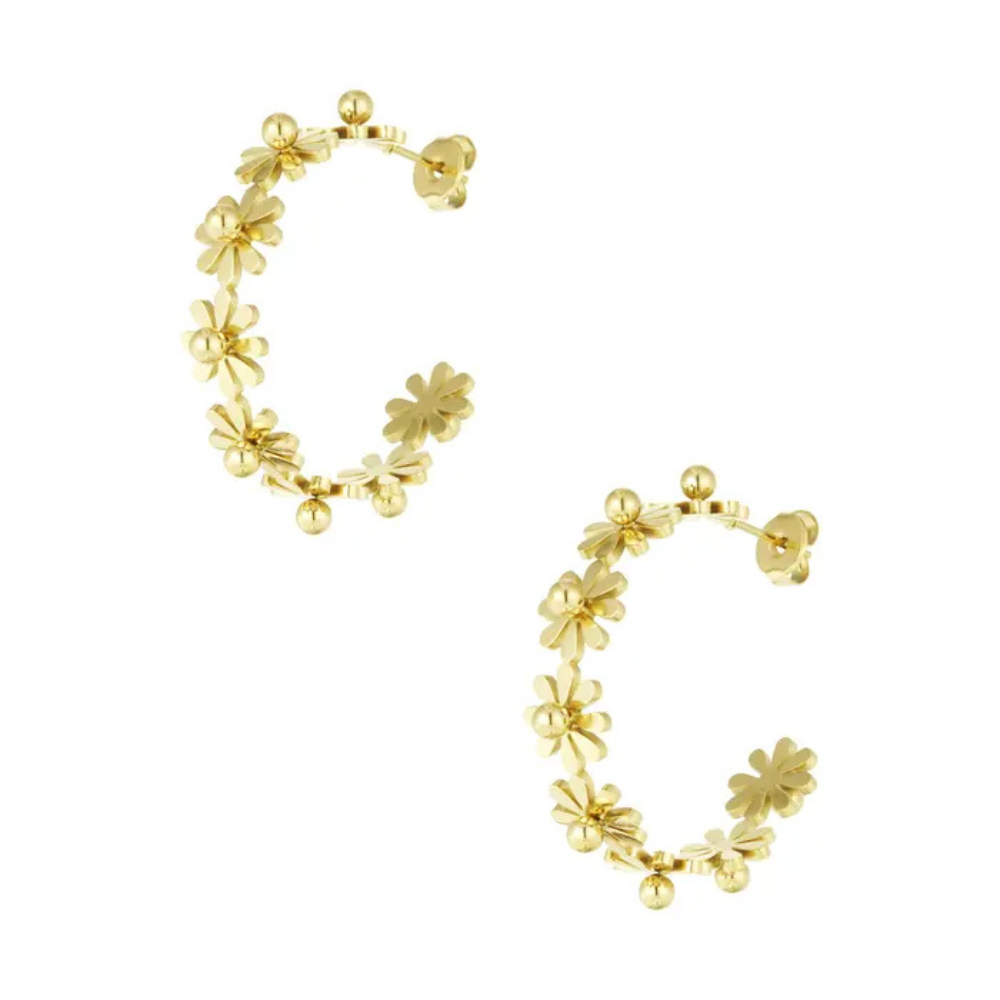 Birnaz Clothing : Floral Earrings (Gold) 1