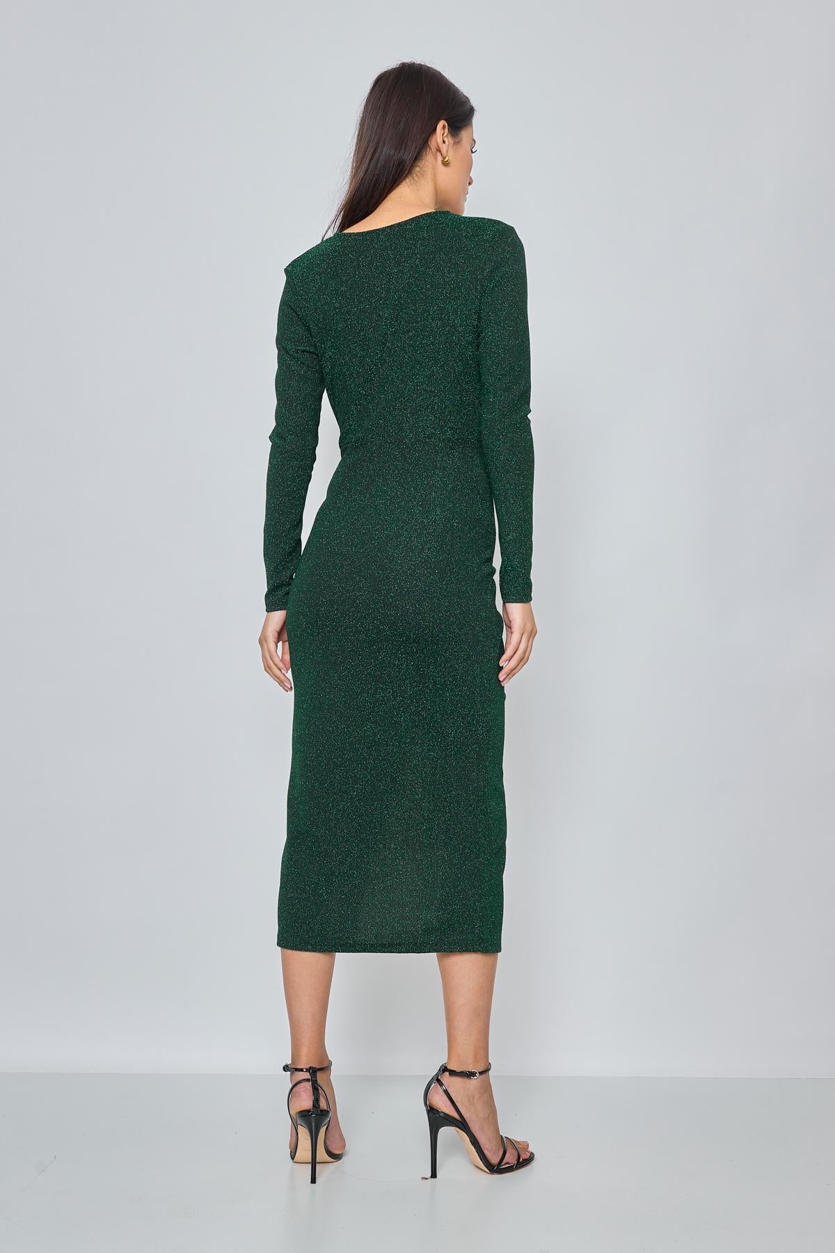 Birnaz Clothing : Georgia - Glitter Dress Green 4