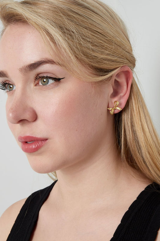 Upside down bow earrings - Gold color