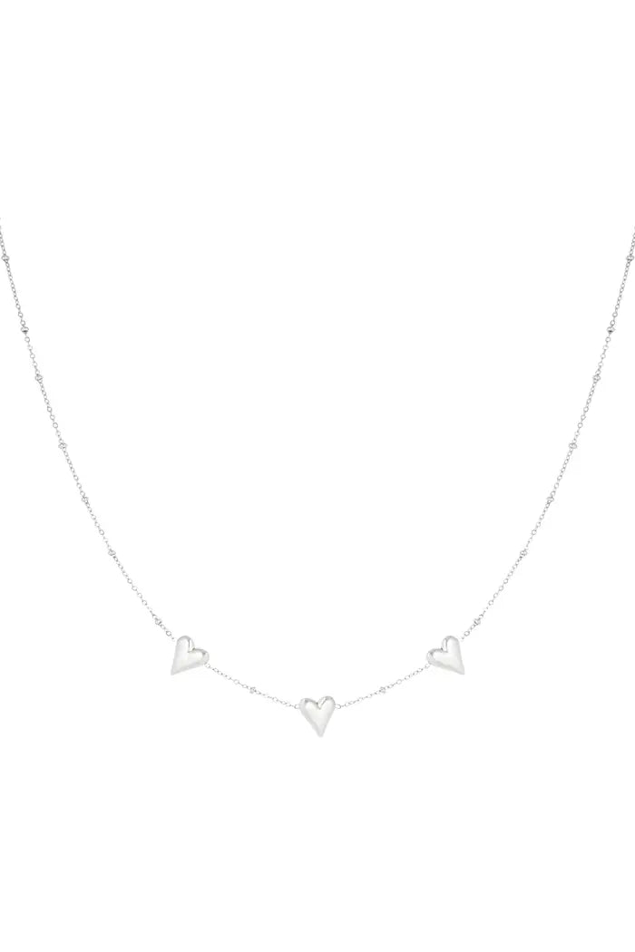 Birnaz Clothing : Little Hearts Necklace (Silver)