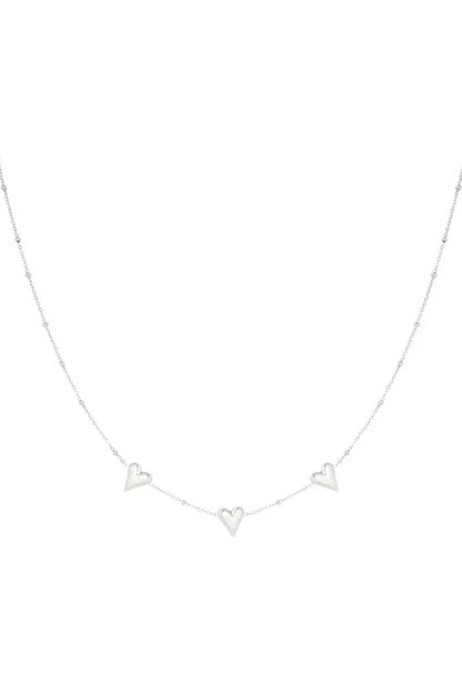 Birnaz Clothing : Little Hearts Necklace (Silver)