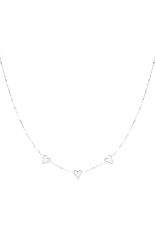 Birnaz Clothing : Little Hearts Necklace (Silver)