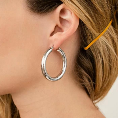 Birnaz Clothing : Silver Hoops light weight