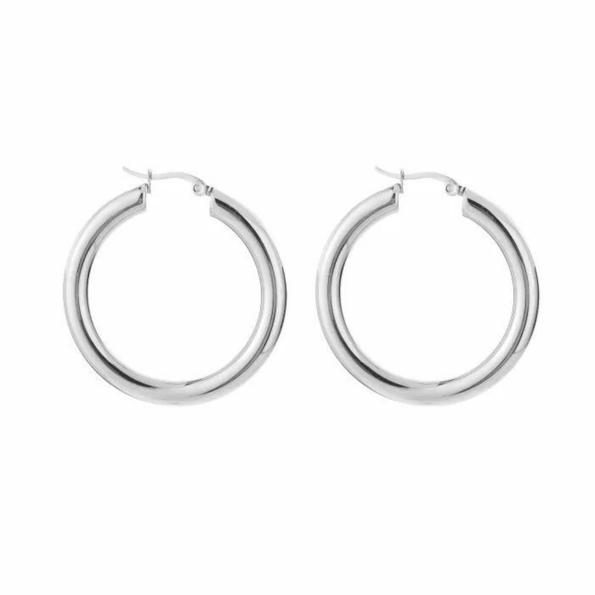 Birnaz Clothing : Silver Hoops light weight 1