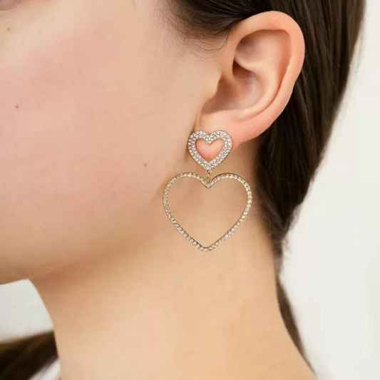 Birnaz Clothing : Diamond Heart Earrings - Gold