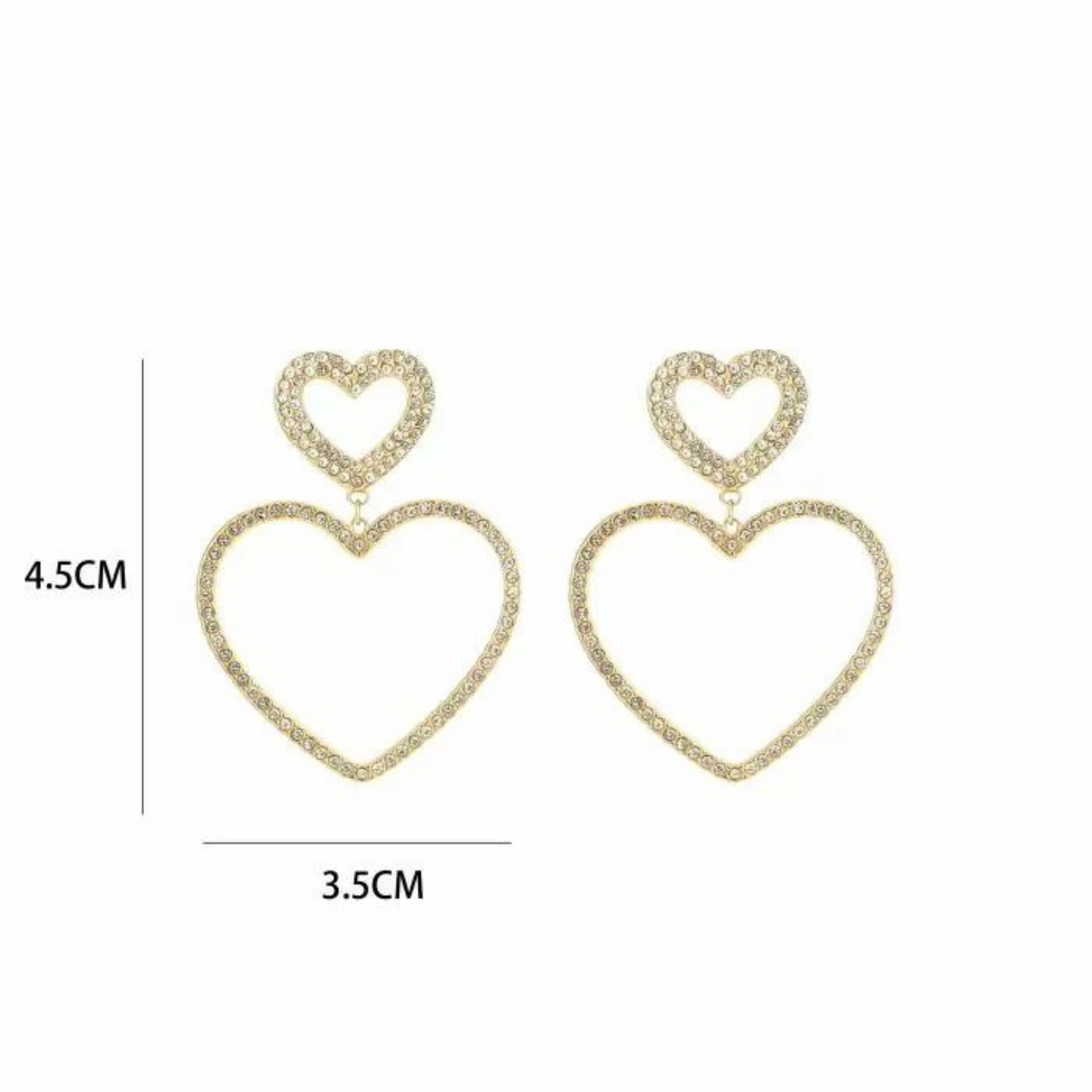 Birnaz Clothing : Diamond Heart Earrings - Gold 2