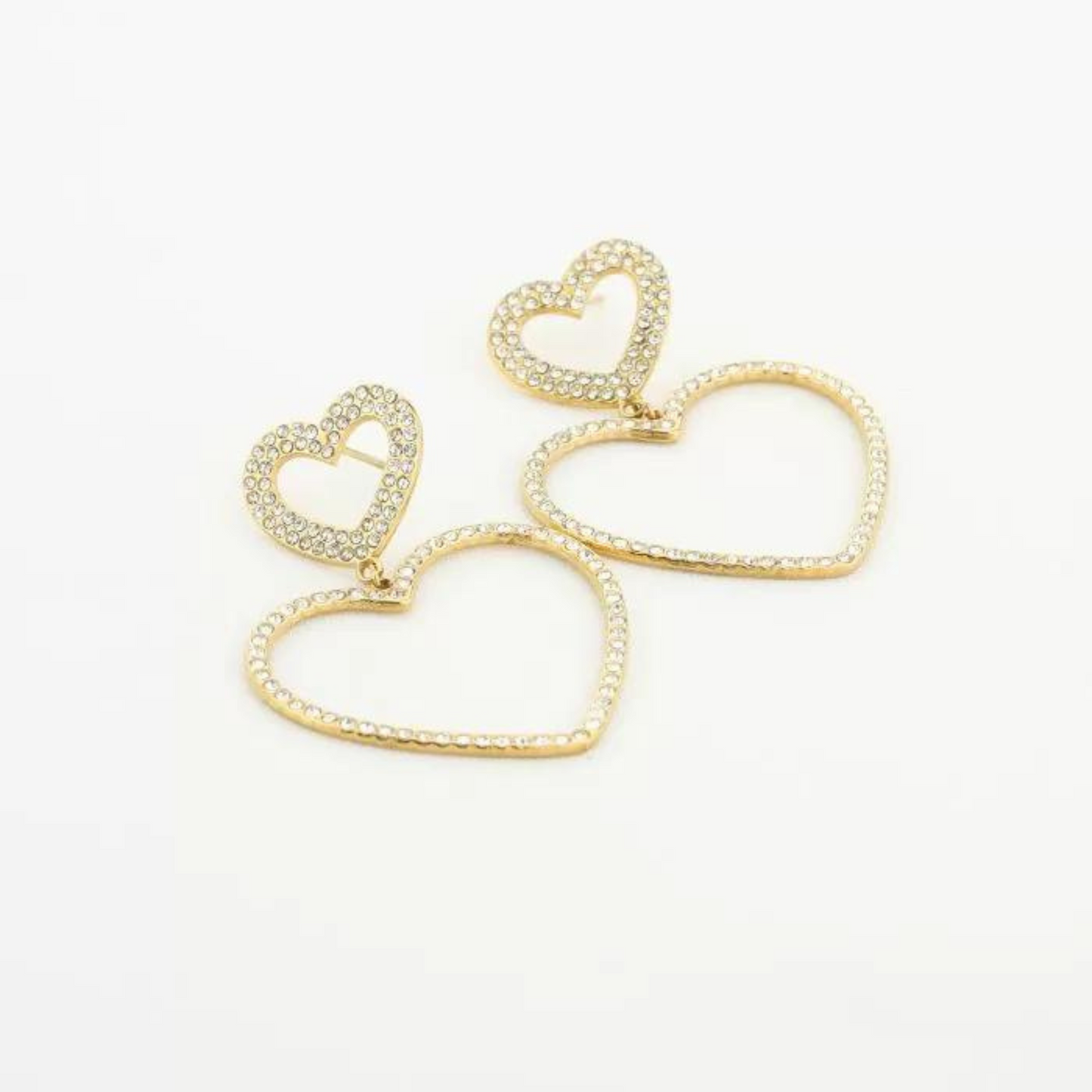 Birnaz Clothing : Diamond Heart Earrings - Gold 1