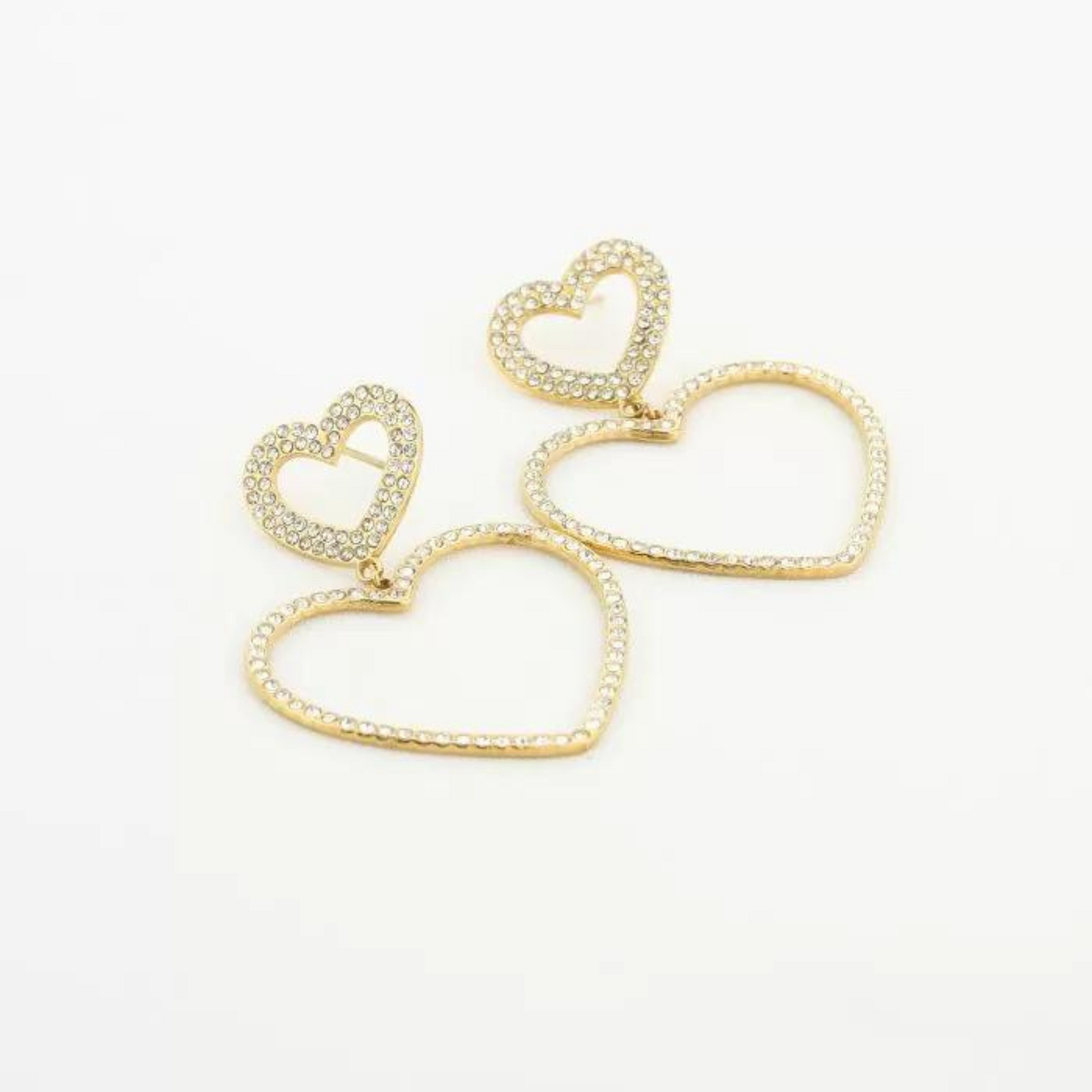 Birnaz Clothing : Diamond Heart Earrings - Gold 1