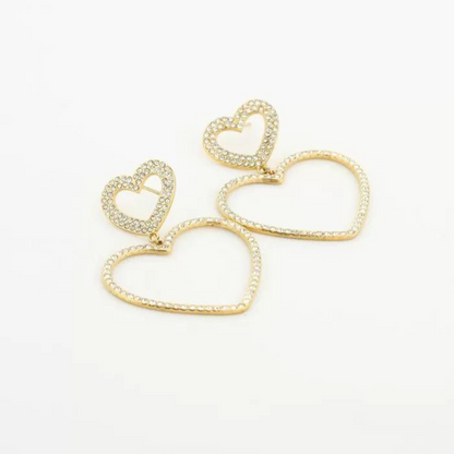 Birnaz Clothing : Diamond Heart Earrings - Gold 1