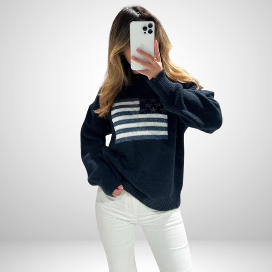 Birnaz Clothing : Usa Sweater Navy - One-Size