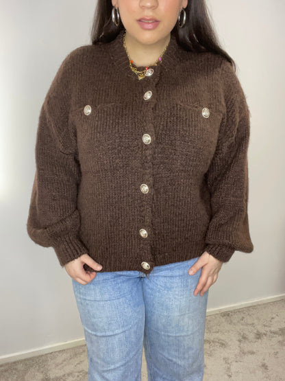 Birnaz Clothing : Olivia Cardigan - Chocolate 3