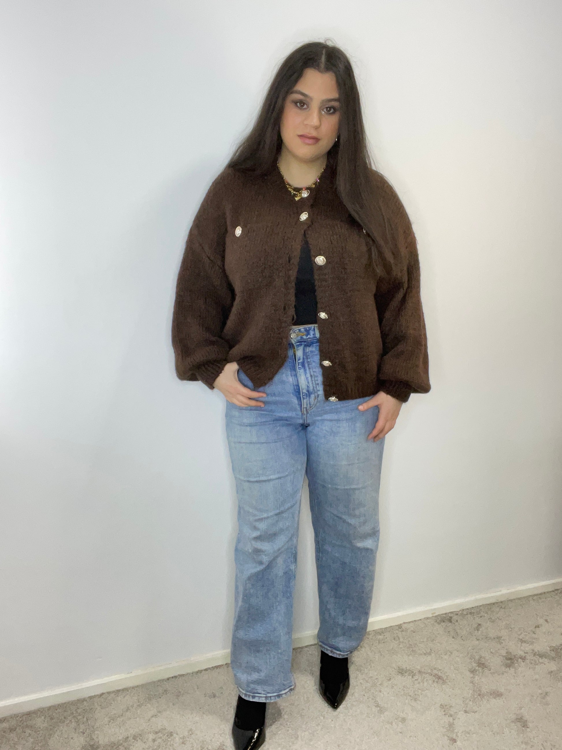 Birnaz Clothing : Olivia Cardigan - Chocolate