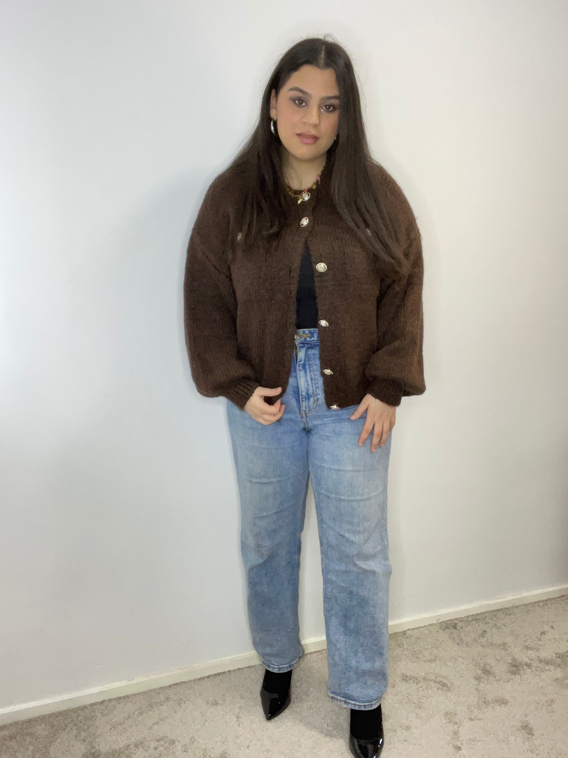 Birnaz Clothing : Olivia Cardigan - Chocolate 2