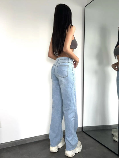 Paisley mid waist wide leg jeans - STRETCH