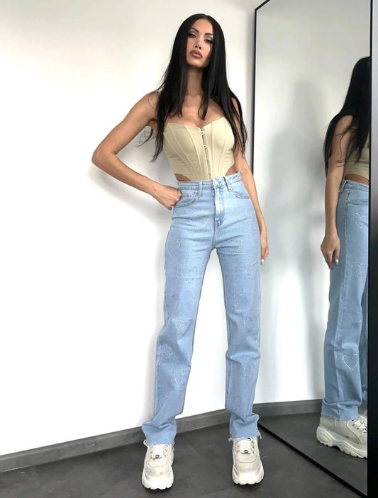 Lover High Waisted Straight Leg Jeans - Stretch