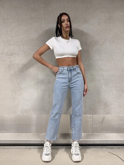 1010 Mom Jeans Petite - Stretch - Blue