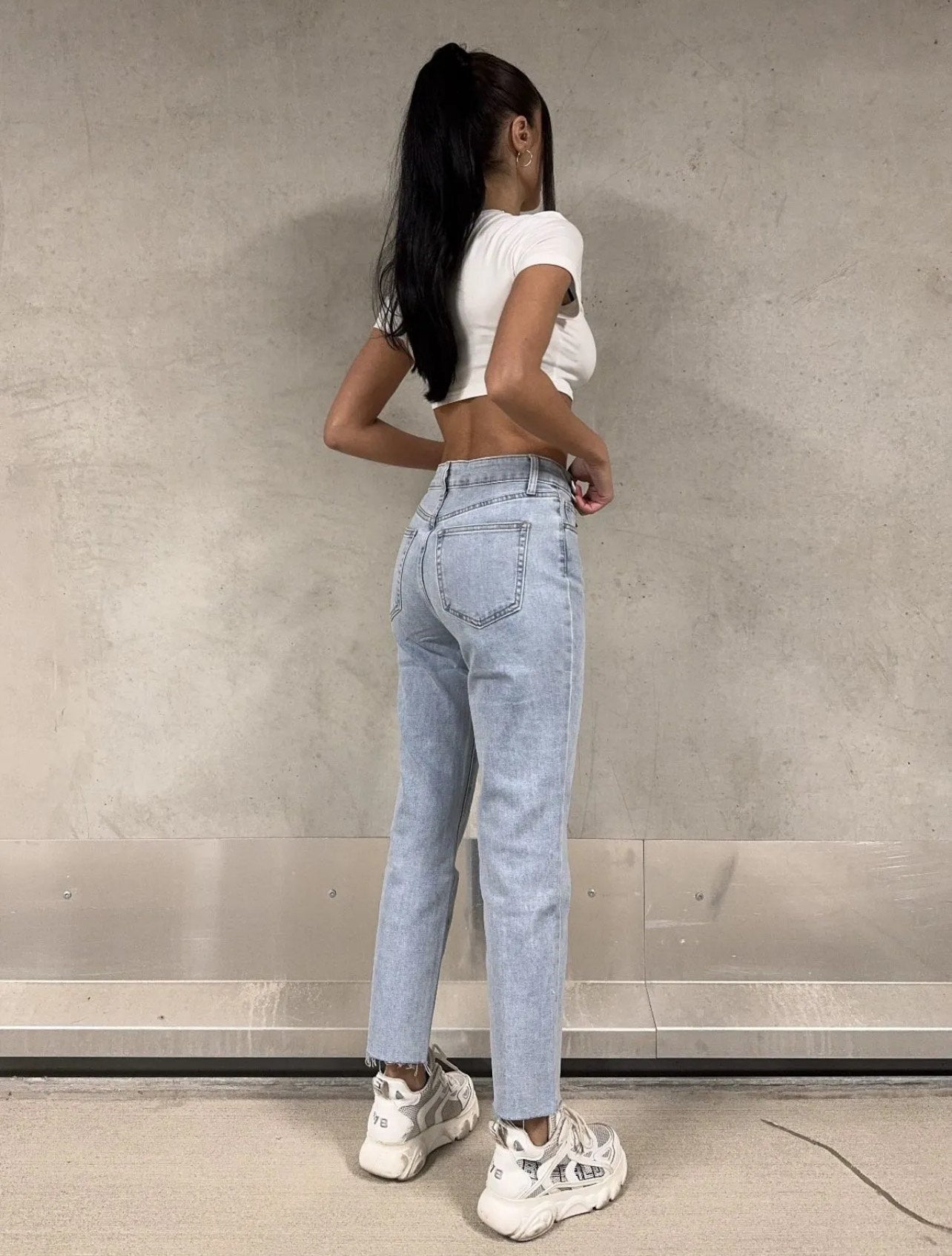 1010 Mom Jeans Petite - Stretch - Blue