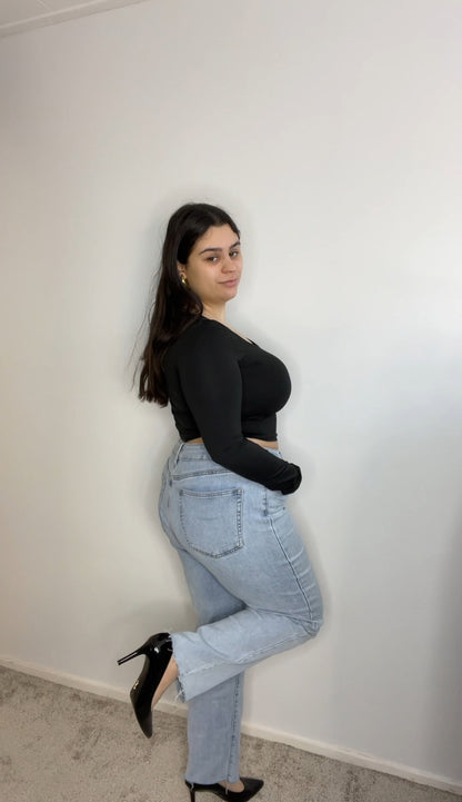 1010 Mom Jeans Petite - Stretch - Blue