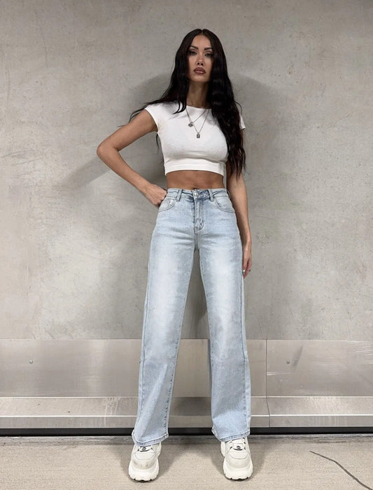 Selena Mid Waist Straight Leg Jeans STRETCH