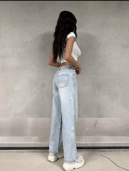 Selena Mid Waist Straight Leg Jeans STRETCH