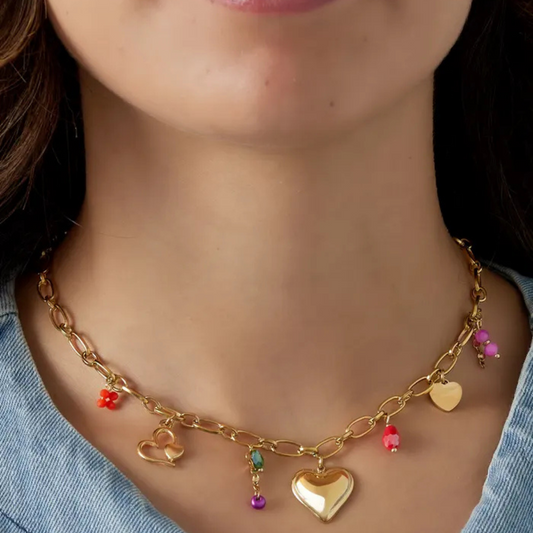 Birnaz Clothing : Bejeweled necklace (Gold)