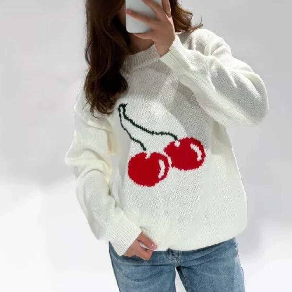 Birnaz Clothing : Cherry Sweater - White (1)