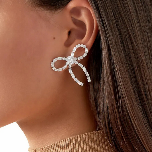 Birnaz Clothing : Bow Earrings (Silver)