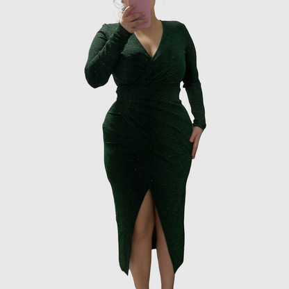 Birnaz Clothing : Georgia - Glitter Dress Green 1