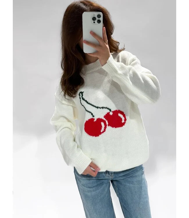 Birnaz Clothing : Cherry Sweater - White (2)