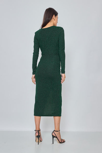 Birnaz Clothing : Georgia - Glitter Dress Green 4