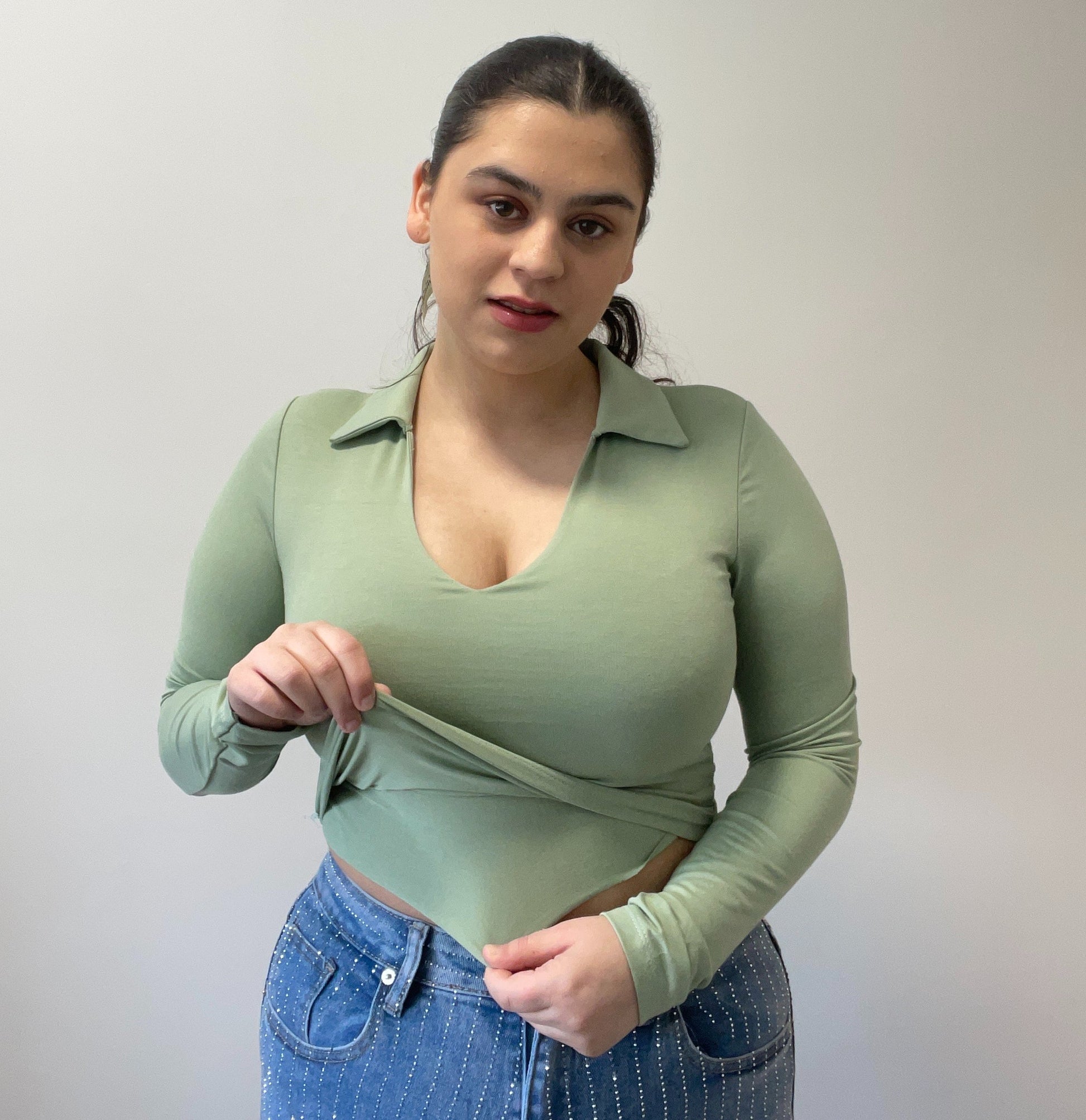 Birnaz Clothing : Reagan Top - Pistachio 1